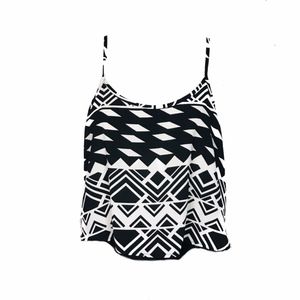 Black / White Oversized Tribal Print Tank Top